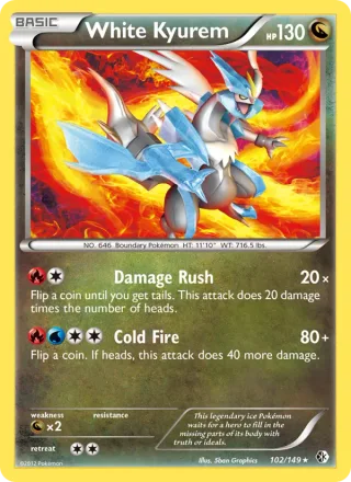 White Kyurem #102 · Boundaries Crossed Pokémon card