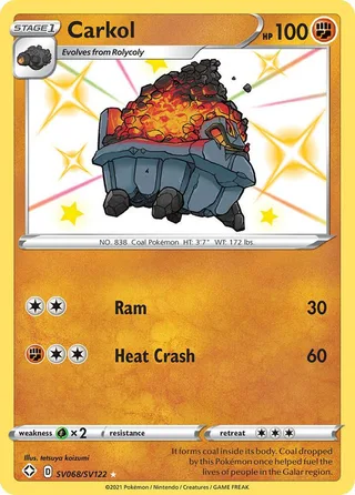Carkol #SV068 · Shining Fates Shiny Vault Pokémon card