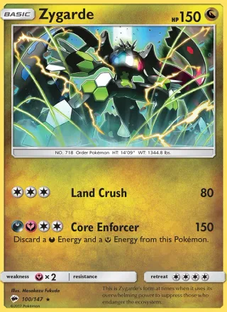 Zygarde #100 · Burning Shadows Pokémon card