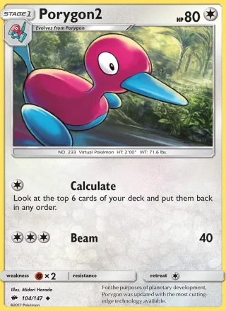 Porygon2 #104 · Burning Shadows Pokémon card