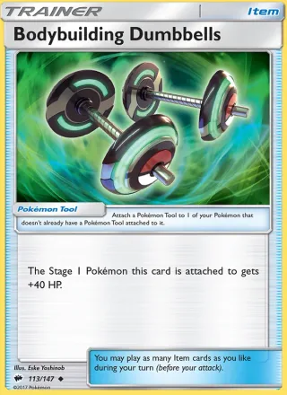 Bodybuilding Dumbbells #113 · Burning Shadows Pokémon card