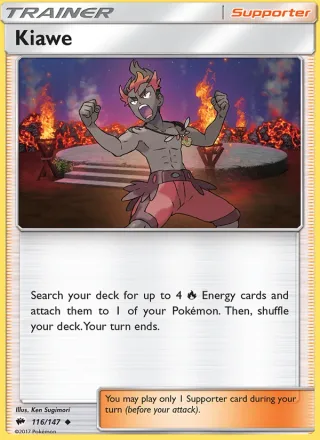Kiawe #116 · Burning Shadows Pokémon card