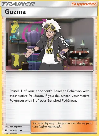Guzma #115 · Burning Shadows Pokémon card