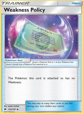 Weakness Policy #126 · Burning Shadows Pokémon card