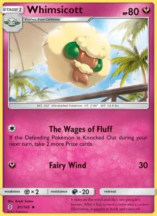 Whimsicott #91 · Guardians Rising Pokémon card