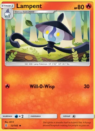 Lampent #12 · Guardians Rising Pokémon card