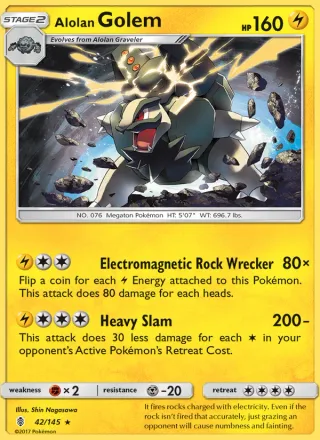 Alolan Golem #42 · Guardians Rising Pokémon card