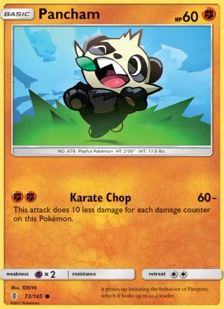 Pancham #72 · Guardians Rising Pokémon card