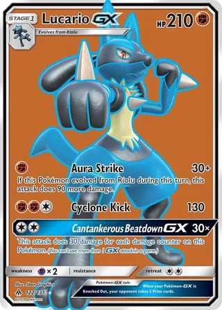 Lucario GX #122 · Forbidden Light Pokémon card