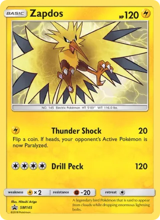 Zapdos #SM145 · SM Black Star Promos Pokémon card