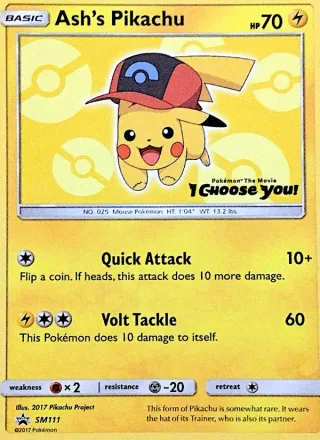 Ash's Pikachu #SM111 · SM Black Star Promos Pokémon card