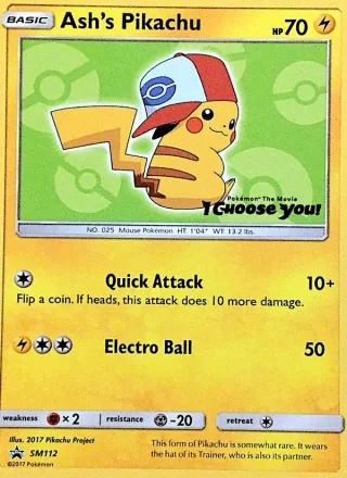 Ash's Pikachu #SM112 · SM Black Star Promos Pokémon card