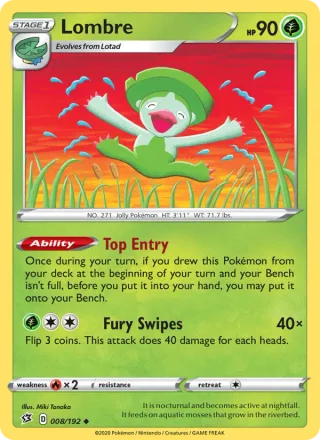 Lombre #8 · Rebel Clash Pokémon card