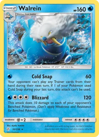 Walrein #52 · Cosmic Eclipse Pokémon card
