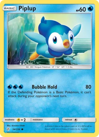 Piplup #54 · Cosmic Eclipse Pokémon card