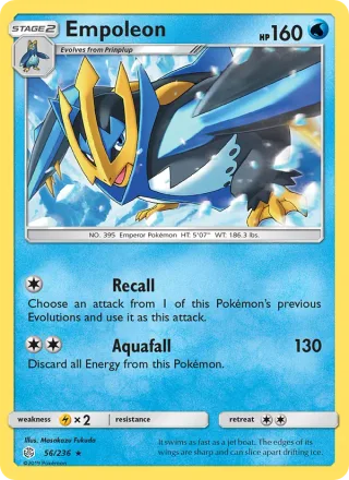 Empoleon #56 · Cosmic Eclipse Pokémon card