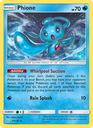 Phione #57 · Cosmic Eclipse Pokémon card