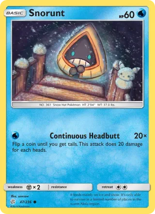 Snorunt #47 · Cosmic Eclipse Pokémon card