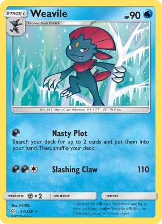 Weavile #44 · Cosmic Eclipse Pokémon card