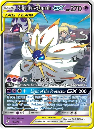 Solgaleo & Lunala GX #75 · Cosmic Eclipse Pokémon card