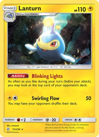 Lanturn #72 · Cosmic Eclipse Pokémon card
