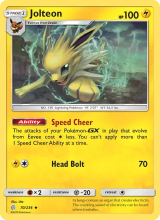 Jolteon #70 · Cosmic Eclipse Pokémon card