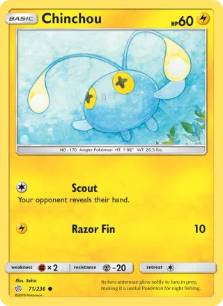 Chinchou #71 · Cosmic Eclipse Pokémon card