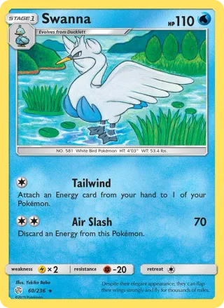 Swanna #60 · Cosmic Eclipse Pokémon card