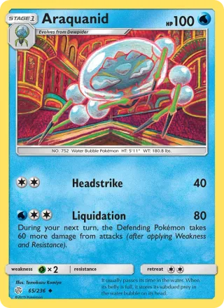 Araquanid #65 · Cosmic Eclipse Pokémon card