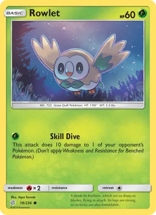 Rowlet #18 · Cosmic Eclipse Pokémon card