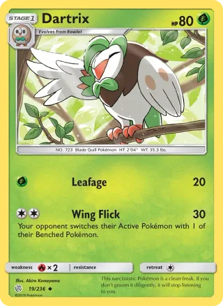 Dartrix #19 · Cosmic Eclipse Pokémon card