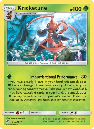 Kricketune #14 · Cosmic Eclipse Pokémon card