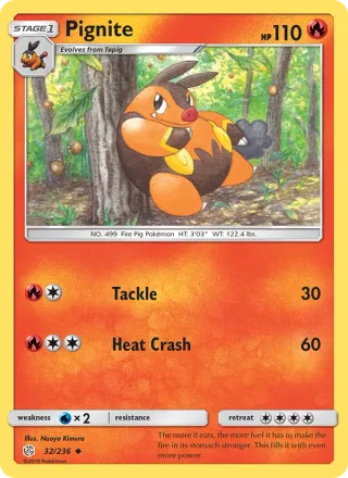 Pignite #32 · Cosmic Eclipse Pokémon card