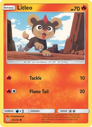 Litleo #36 · Cosmic Eclipse Pokémon card