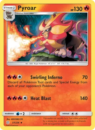 Pyroar #37 · Cosmic Eclipse Pokémon card