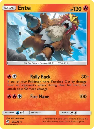 Entei #28 · Cosmic Eclipse Pokémon card