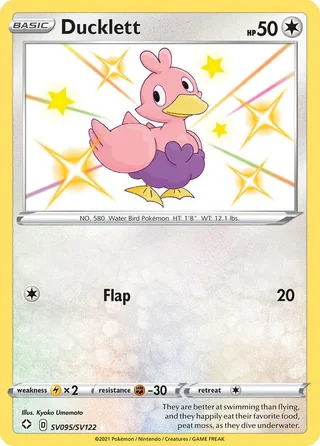Ducklett #SV095 · Shining Fates Shiny Vault Pokémon card
