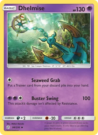 Dhelmise #98 · Cosmic Eclipse Pokémon card