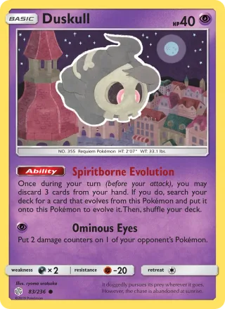Duskull #83 · Cosmic Eclipse Pokémon card