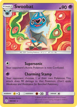 Swoobat #88 · Cosmic Eclipse Pokémon card