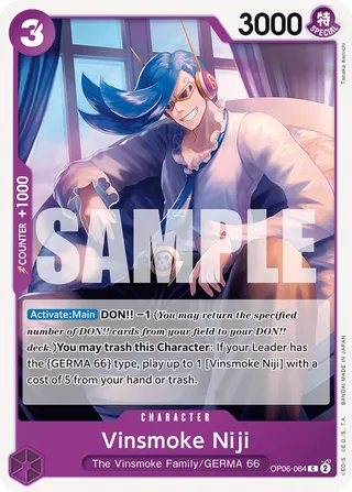 Vinsmoke Niji #OP06-064 · Wings of the Captain Pre-Release Cards One Piece card