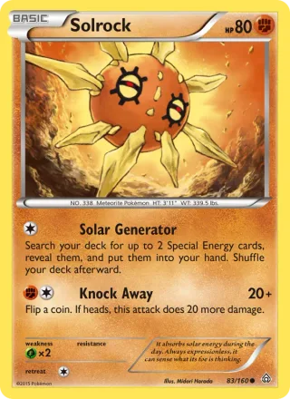 Solrock #83 · Primal Clash Pokémon card
