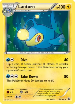 Lanturn #58 · Primal Clash Pokémon card