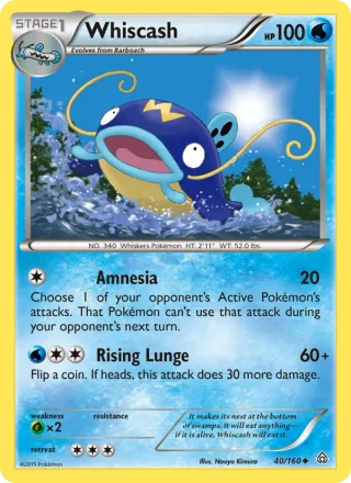 Whiscash #40 · Primal Clash Pokémon card