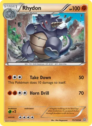 Rhydon #75 · Primal Clash Pokémon card