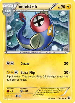 Eelektrik #63 · Primal Clash Pokémon card