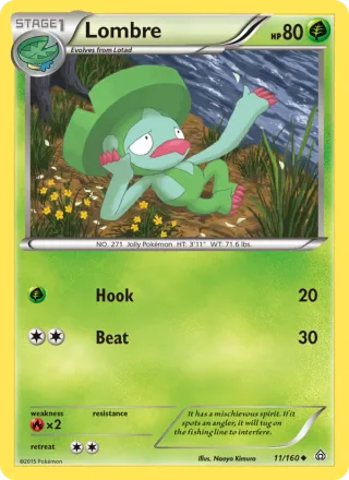 Lombre #11 · Primal Clash Pokémon card