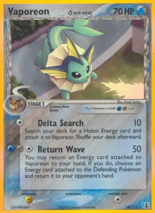Vaporeon δ #18 · Delta Species Pokémon card