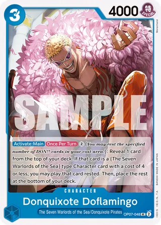 Donquixote Doflamingo #OP07-048 · 500 Years in the Future Pre-Release Cards One Piece card