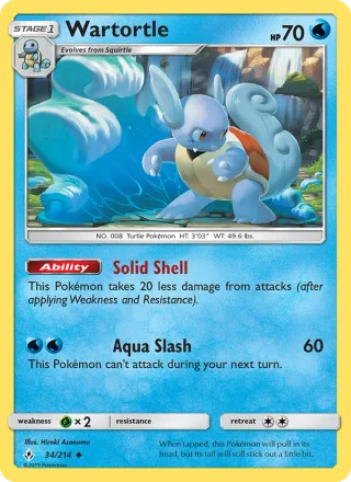Wartortle #34 · Unbroken Bonds Pokémon card